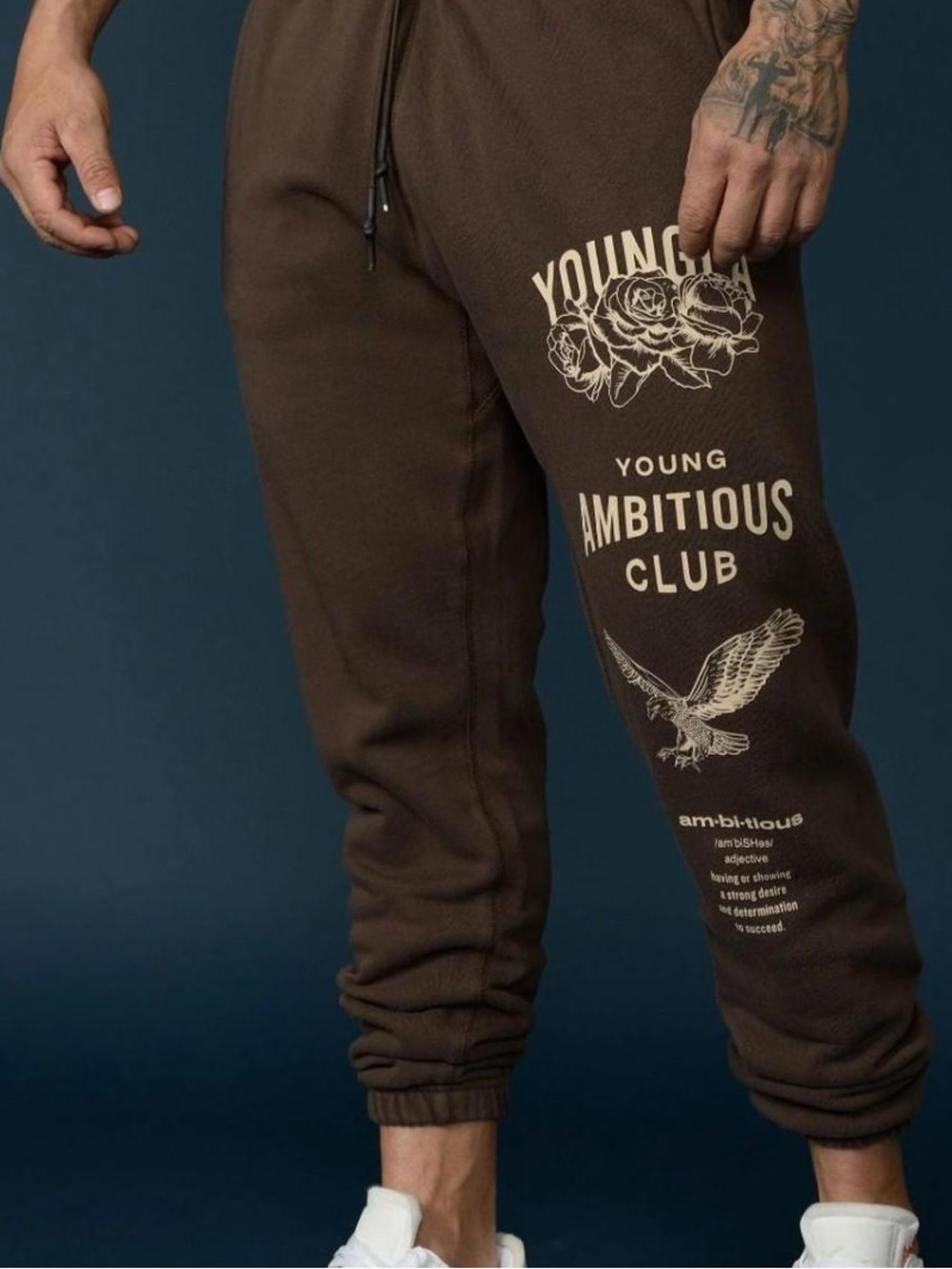 YoungLA  Brown Graphic Young Ambitious Club Joggers